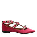 Prosperine Red Gold Studded Pointed Toe Ballet Flats Shoes
