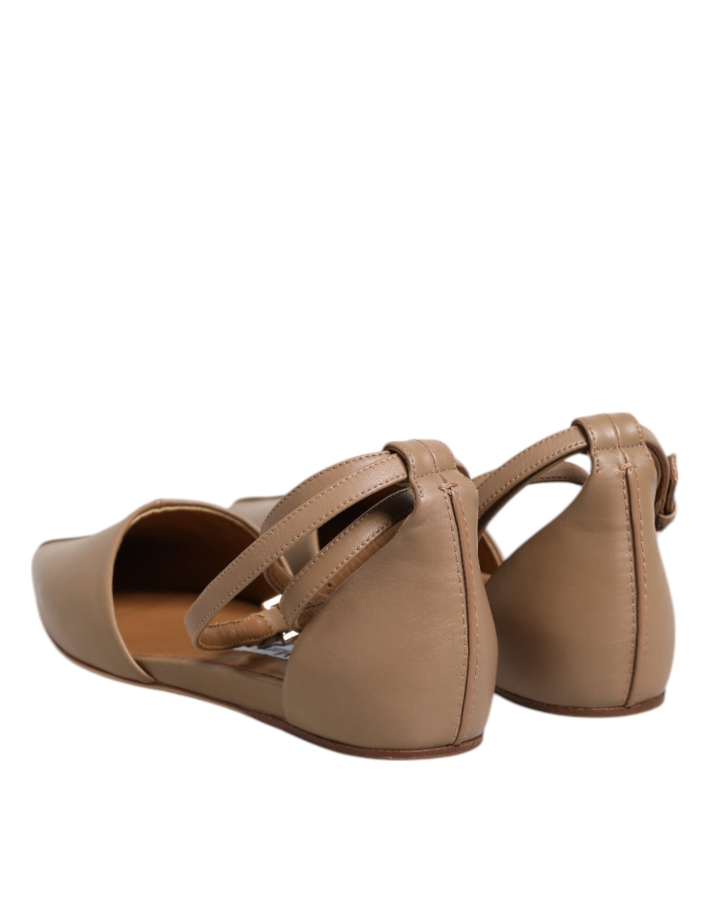 Max Mara Beige Leather Pointed Toe Sandals Ballet Flat Shoes Max Mara