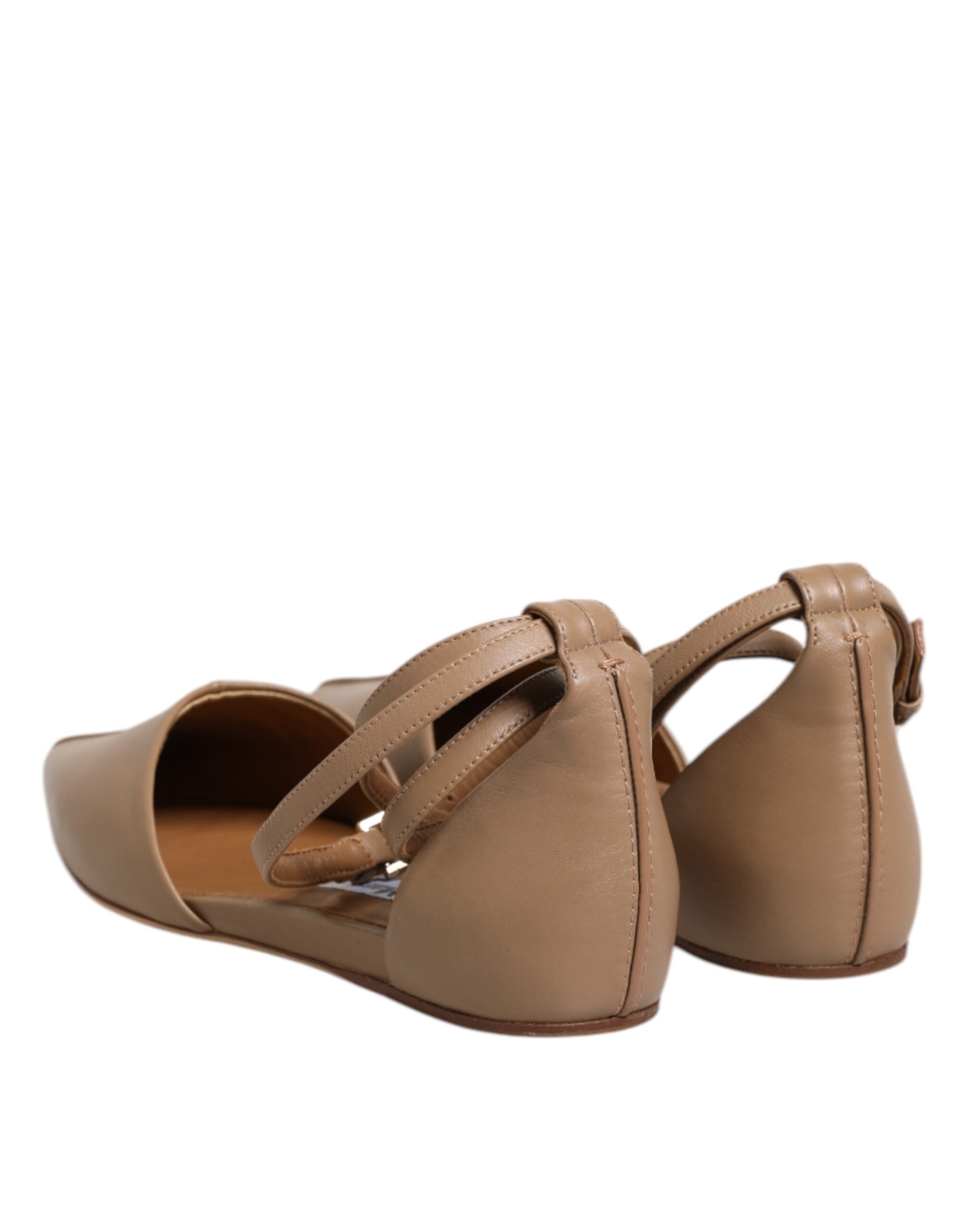 Max Mara Beige Leather Pointed Toe Sandals Ballet Flat Shoes Max Mara