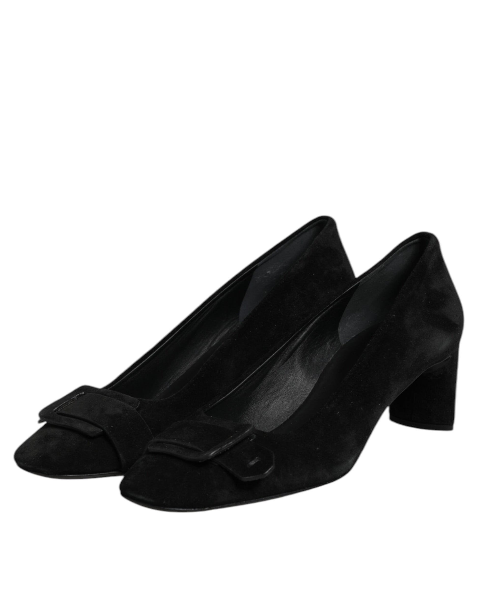 DEL CARLO Black Suede Leather Slip On High Heels Pump Shoes DEL CARLO