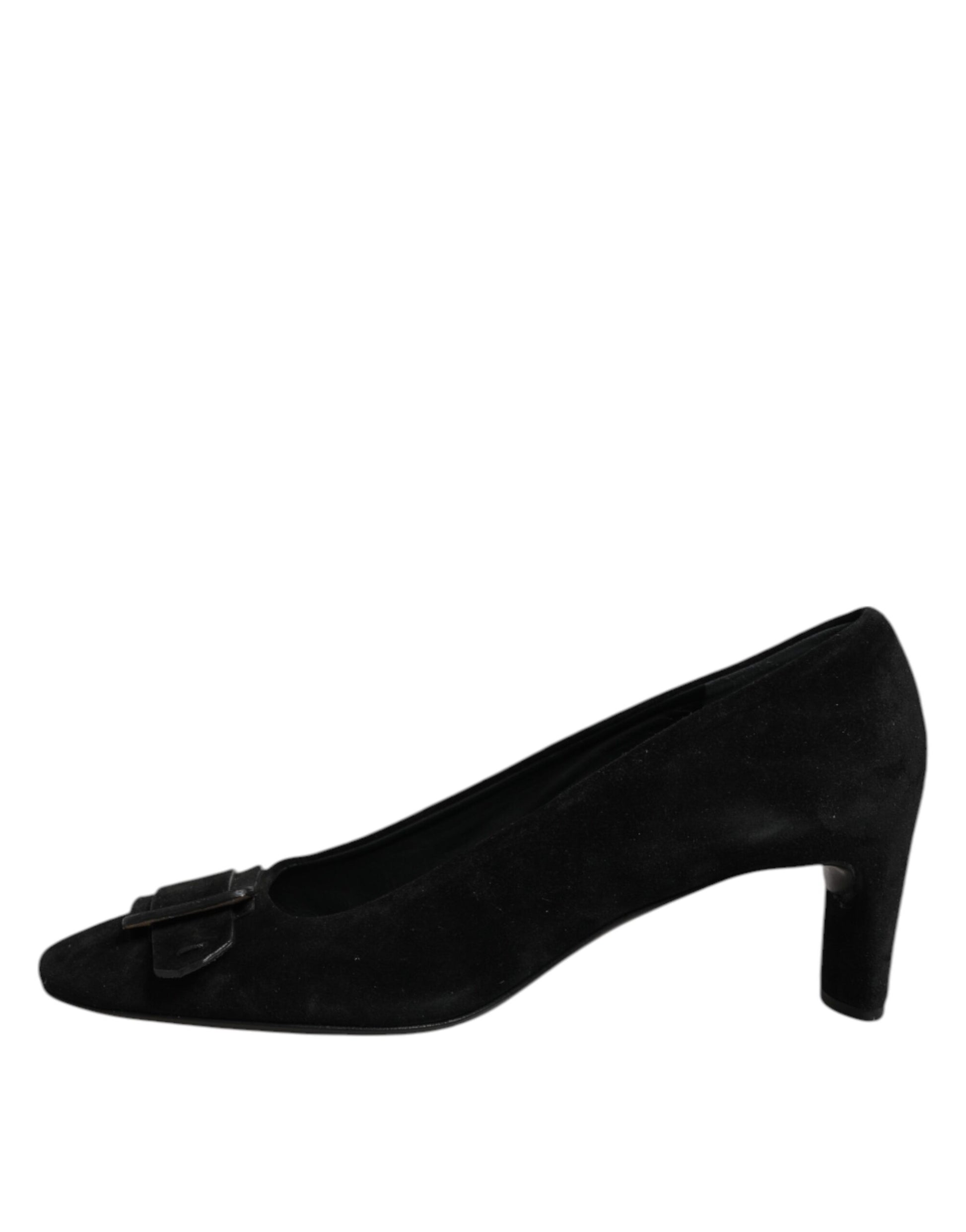 DEL CARLO Black Suede Leather Slip On High Heels Pump Shoes DEL CARLO