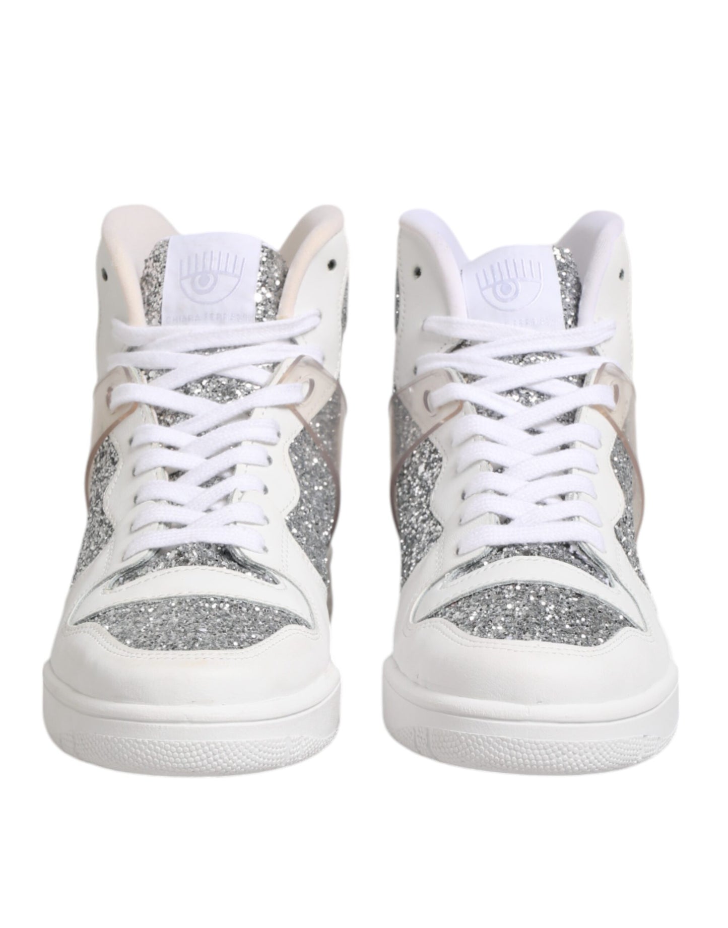 Chiara Ferragni White Silver High Top Women Sneakers Shoes Chiara Ferragni
