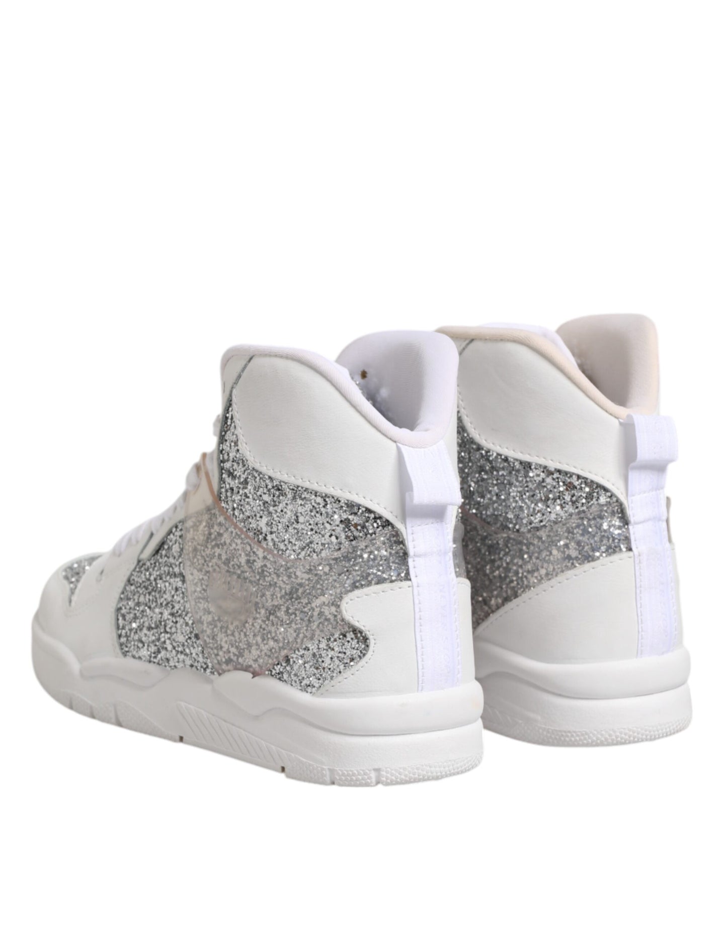 Chiara Ferragni White Silver High Top Women Sneakers Shoes Chiara Ferragni