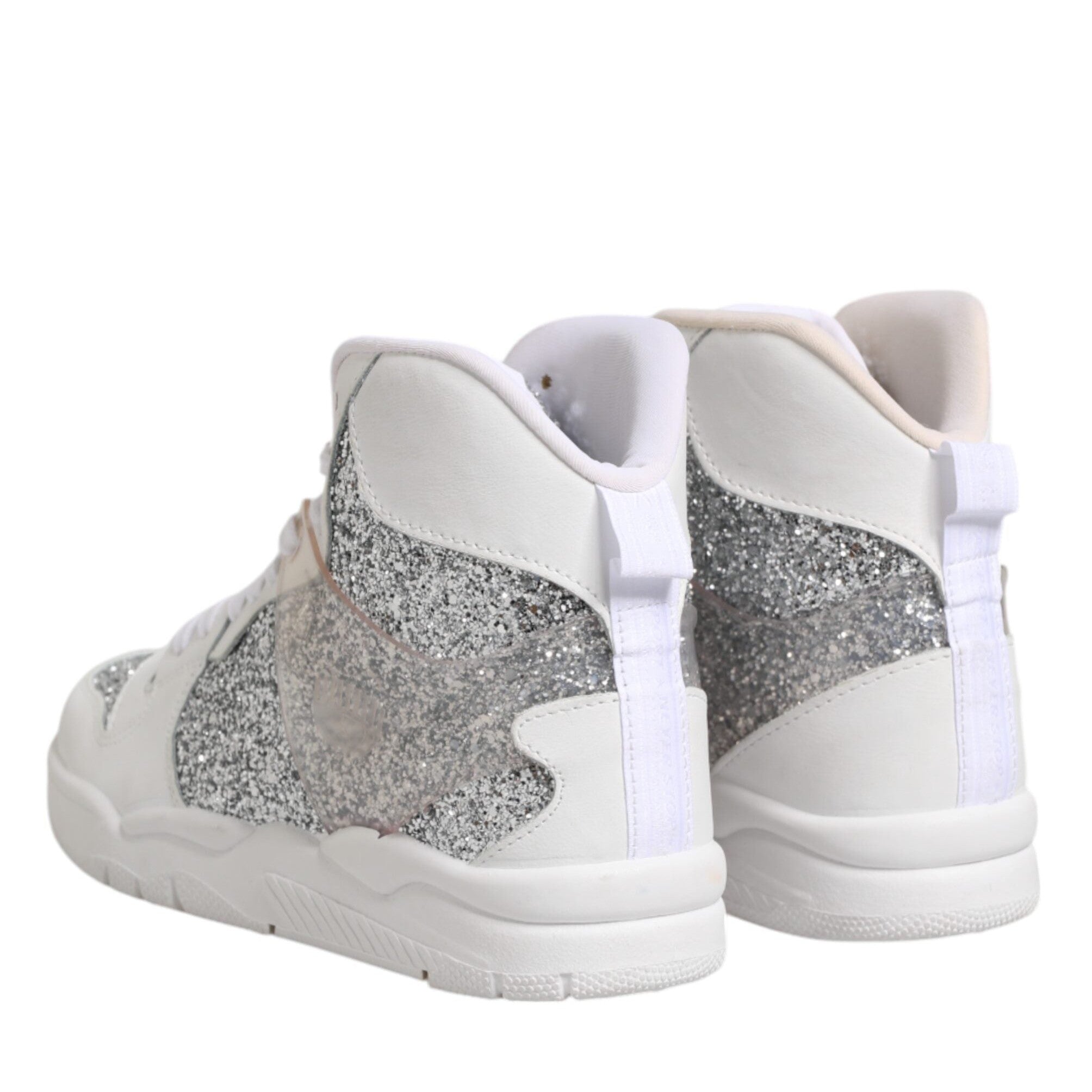 Chiara Ferragni White Silver High Top Women Sneakers Shoes