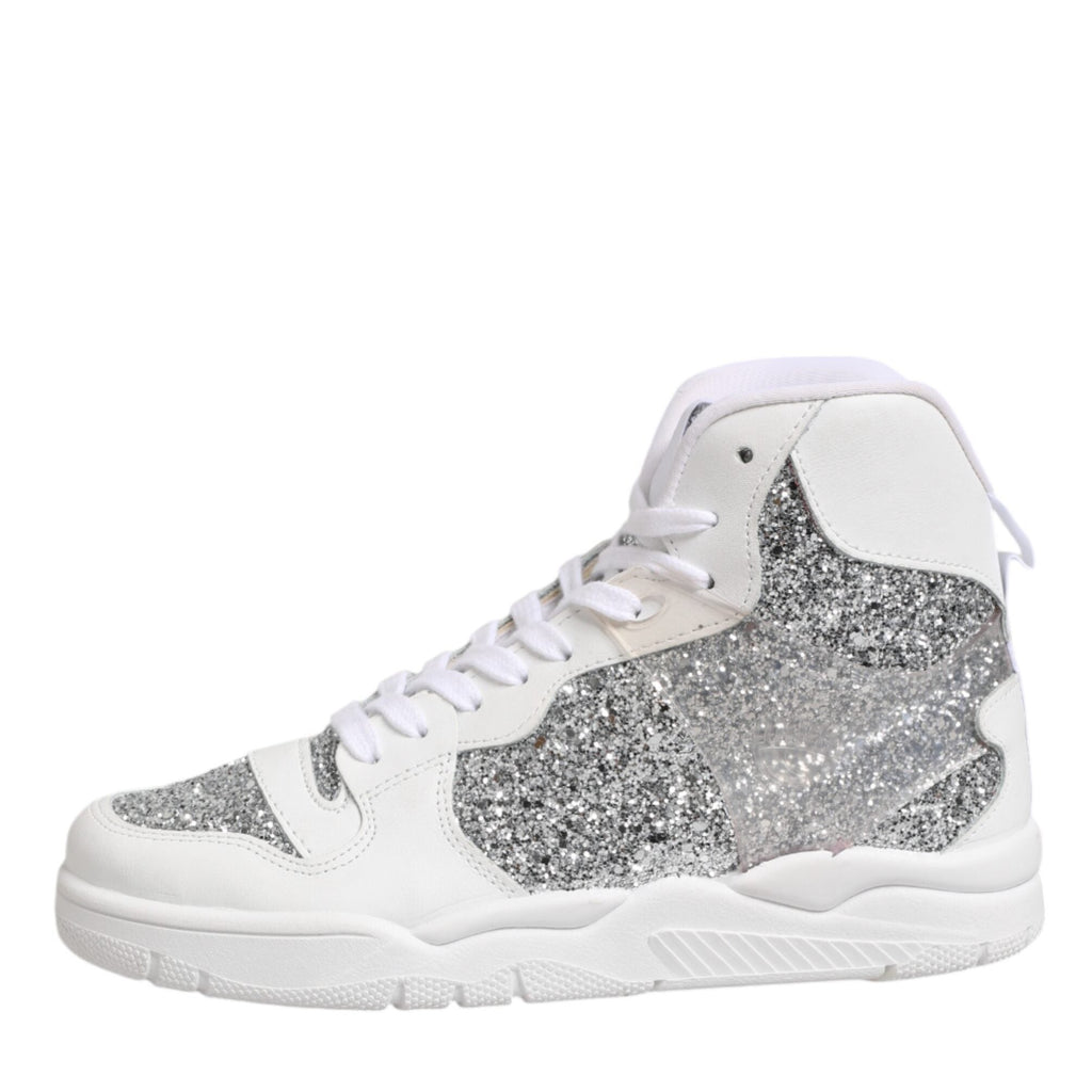 Chiara Ferragni White Silver High Top Women Sneakers Shoes