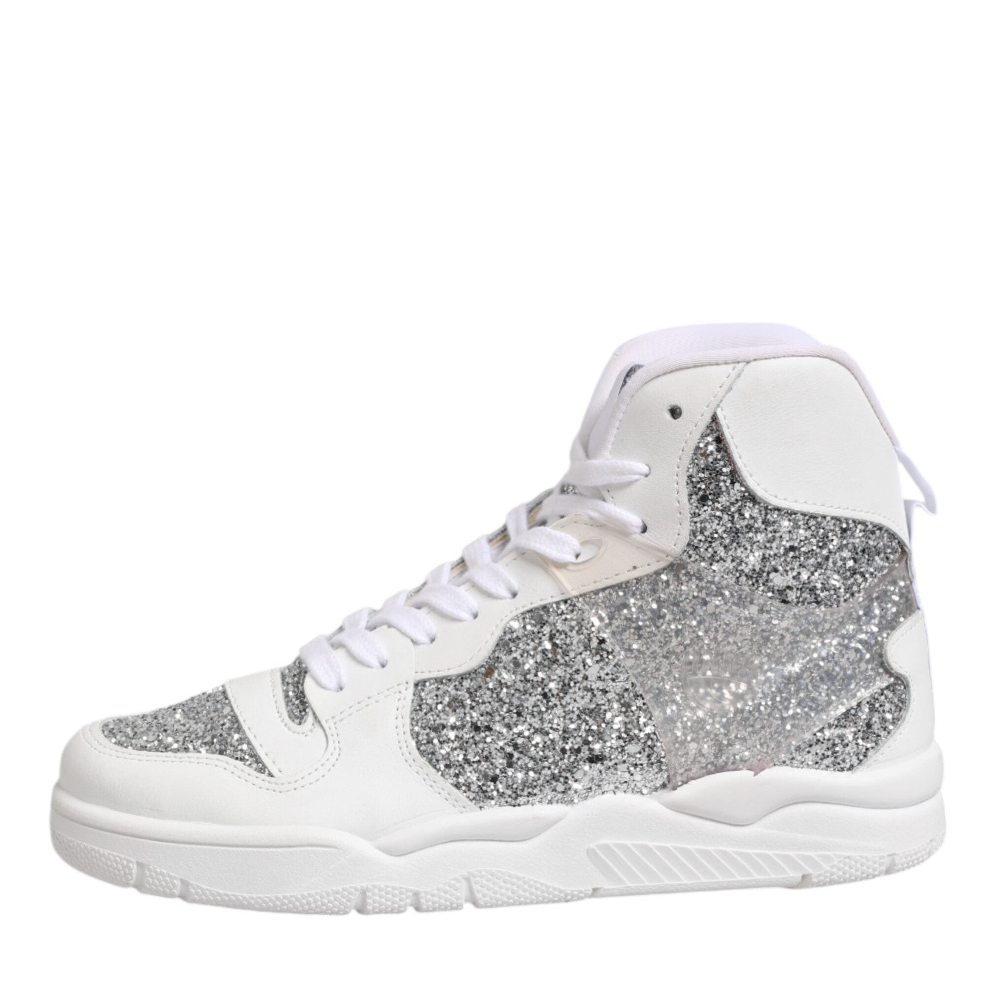 Chiara Ferragni White Silver High Top Women Sneakers Shoes