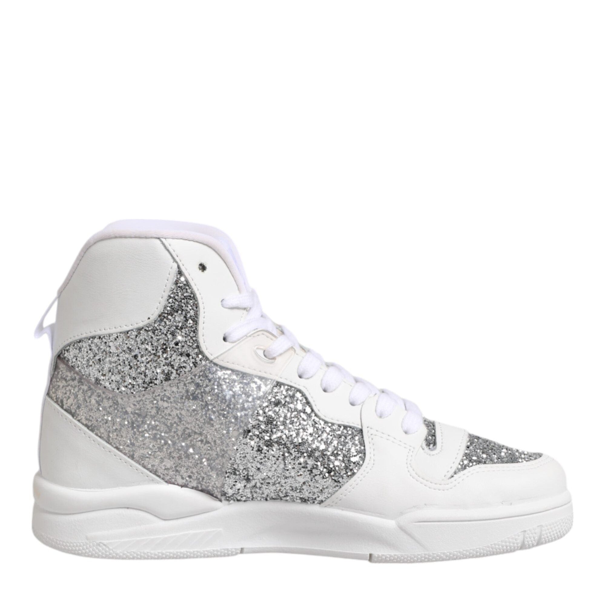 Chiara Ferragni White Silver High Top Women Sneakers Shoes