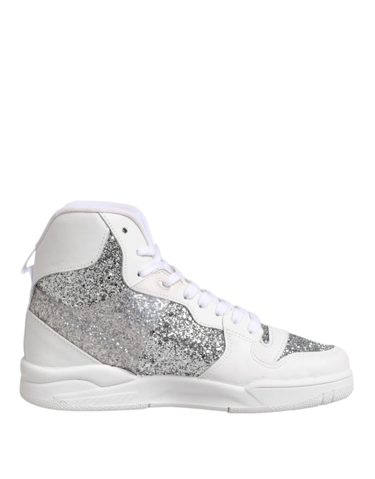 Chiara Ferragni White Silver High Top Women Sneakers Shoes Chiara Ferragni