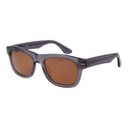 Serengeti gray plastic sunglasses with rounded frames and dark lenses, stylish eyewear for sun protection.