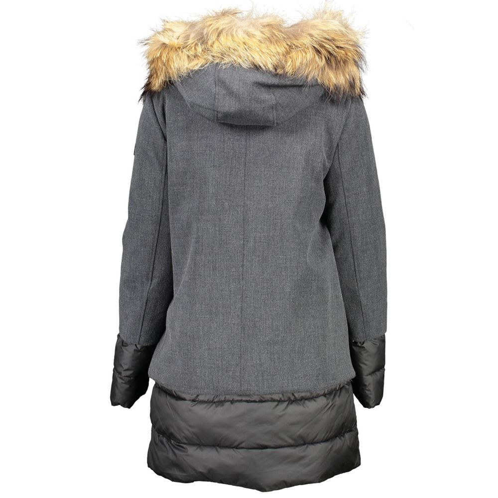 Yes Zee Gray Polyester Jackets & Coat Yes Zee