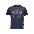 Blue cotton men's T-shirt by Plein Sport featuring a classic crew neck and relaxed fit.