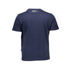 Plein Sport blue cotton men's T-shirt with crew neck and short sleeves, casual athletic style.