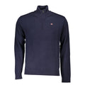Napapijri men's blue tessuto sweater with a textured knit pattern, featuring a high neckline and ribbed cuffs.