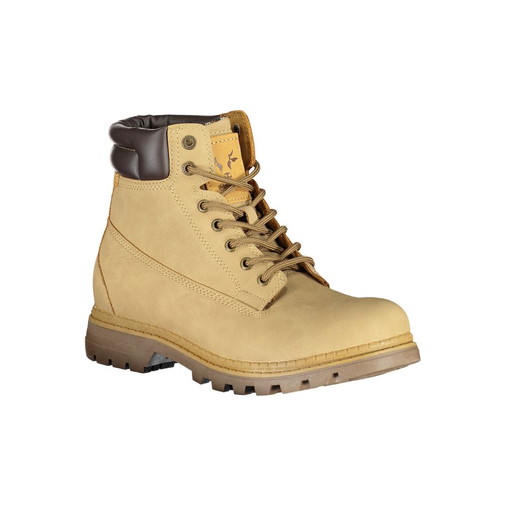 Carrera beige polyurethane women’s ankle boots with a sleek design and low heel, perfect for casual or stylish wear.