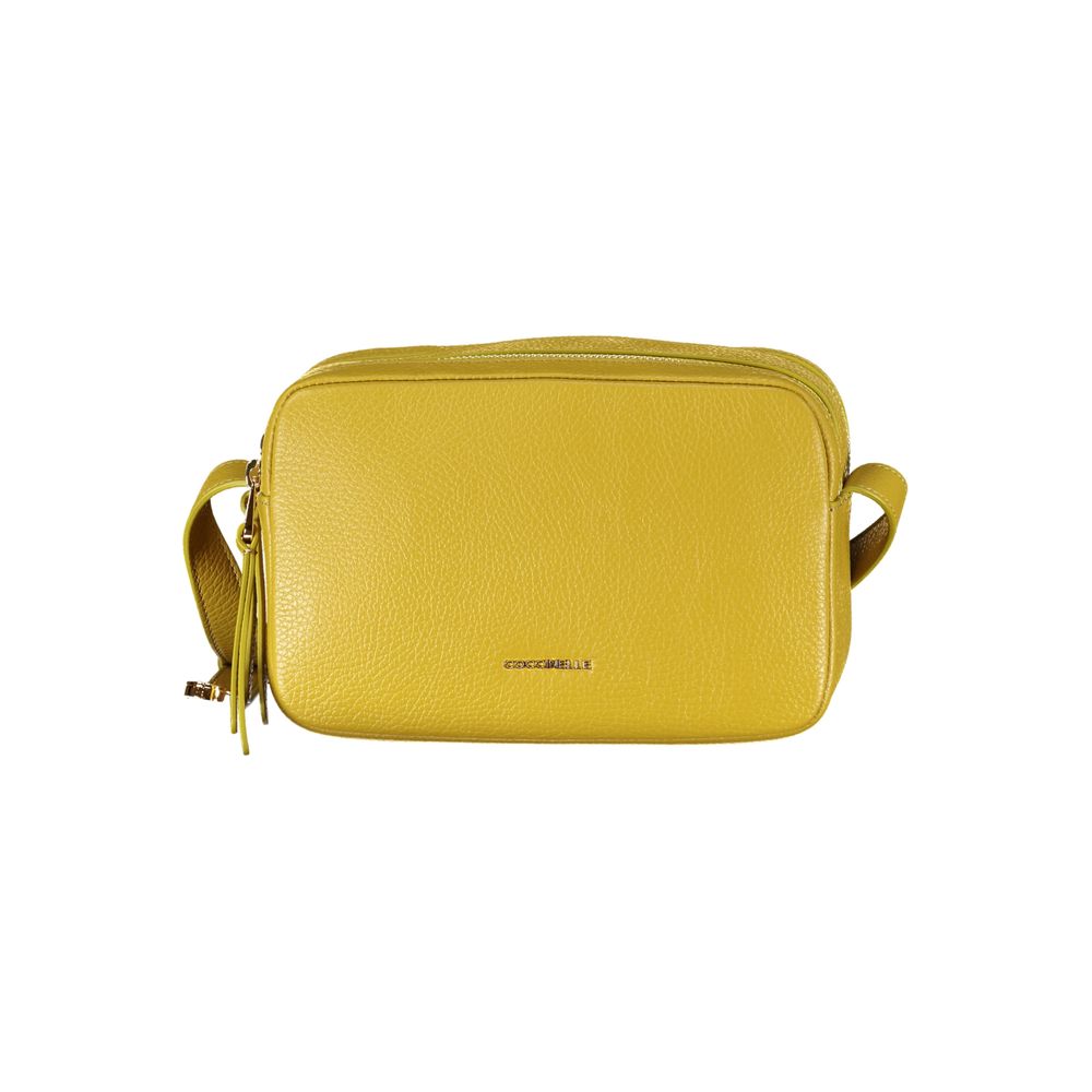 Coccinelle Verde leather shoulder bag for women with adjustable strap and sleek design, shown in a close-up image.