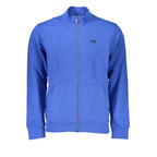 La Martina blue cotton men's sweatshirt with crew neck and long sleeves, casual and comfortable for everyday wear.