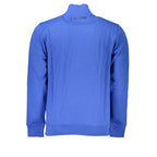 La Martina blue cotton men's sweatshirt with crewneck and long sleeves, featuring subtle branding and comfortable fit.