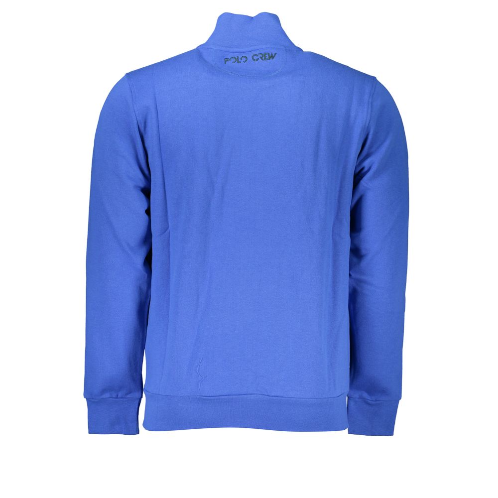La Martina blue cotton men's sweatshirt with crewneck and long sleeves, featuring subtle branding and comfortable fit.