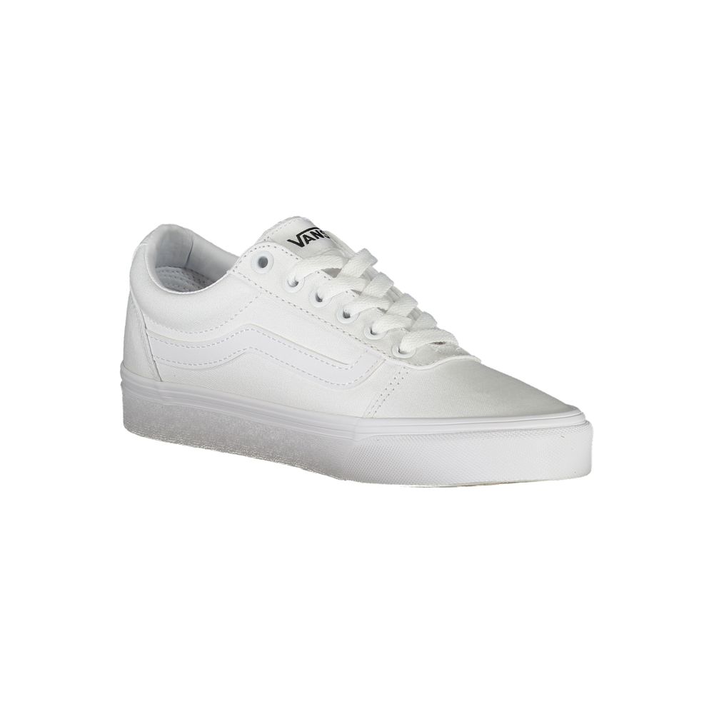 Vans Bianco polyurethane women's sneaker with white upper, lace-up design, and rubber sole, stylish casual footwear.