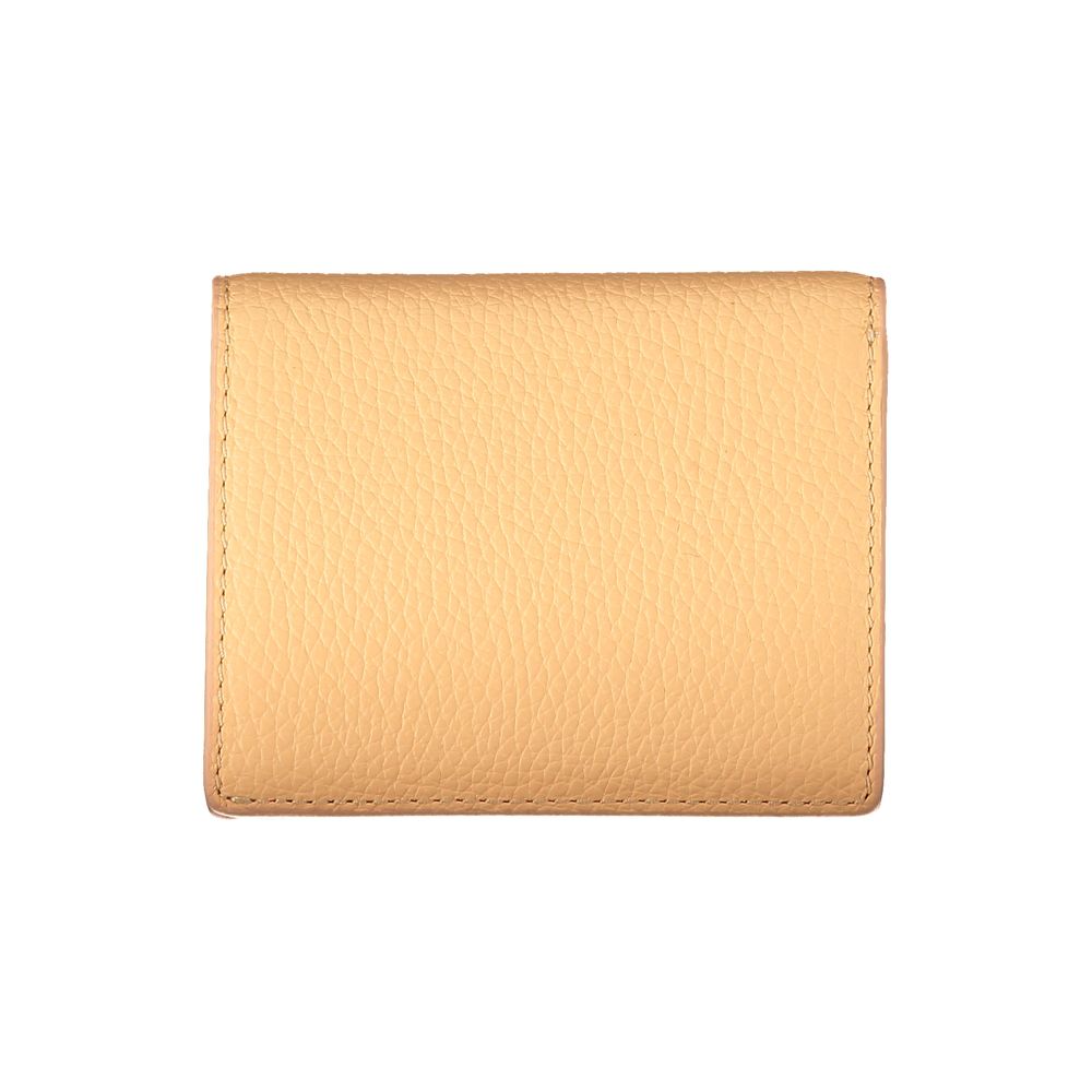 Orange leather women's wallet by Coccinelle with a sleek, compact design and gold-tone hardware.