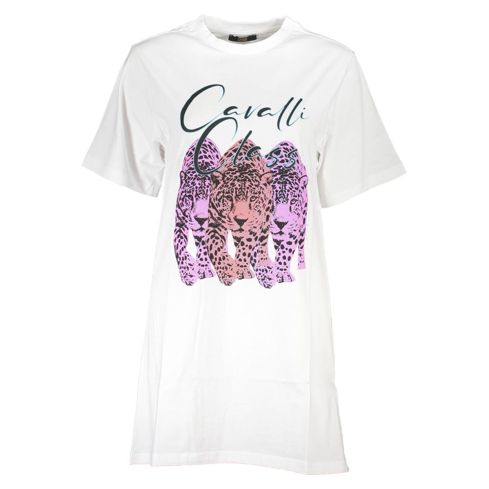 Cavalli Class White Cotton Dress