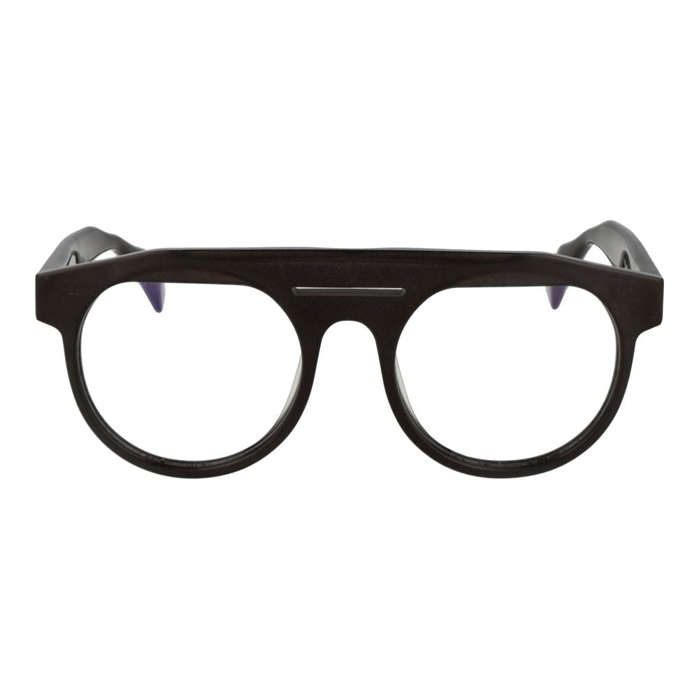 Yohji Yamamoto brown plastic glasses frames with sleek, modern design and clear lenses for stylish eyewear.