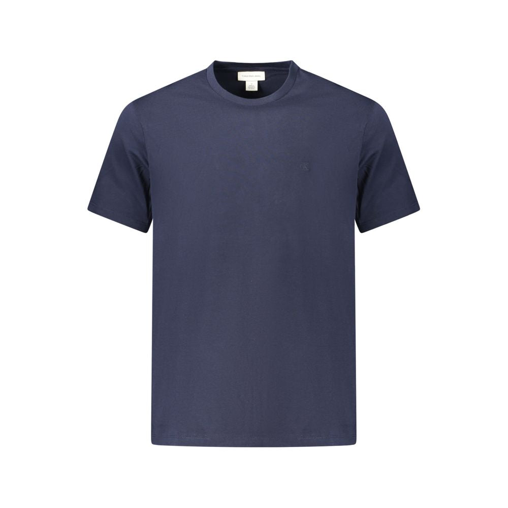 Calvin Klein men's blue cotton T-shirt, casual fit with short sleeves and crew neckline, soft fabric and classic style.