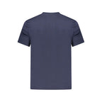 Calvin Klein blue cotton men's T-shirt with crew neck and short sleeves, soft fabric, and minimalist design.