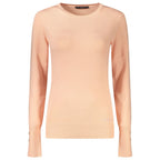 Guess Jeans Rosa Viscosa women's sweater in soft pink with a cozy knit texture, featuring a relaxed fit and long sleeves.