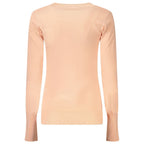 Guess Jeans Rosa Viscosa women's sweater, soft pink sweater with long sleeves and ribbed cuffs, casual knitwear for women.