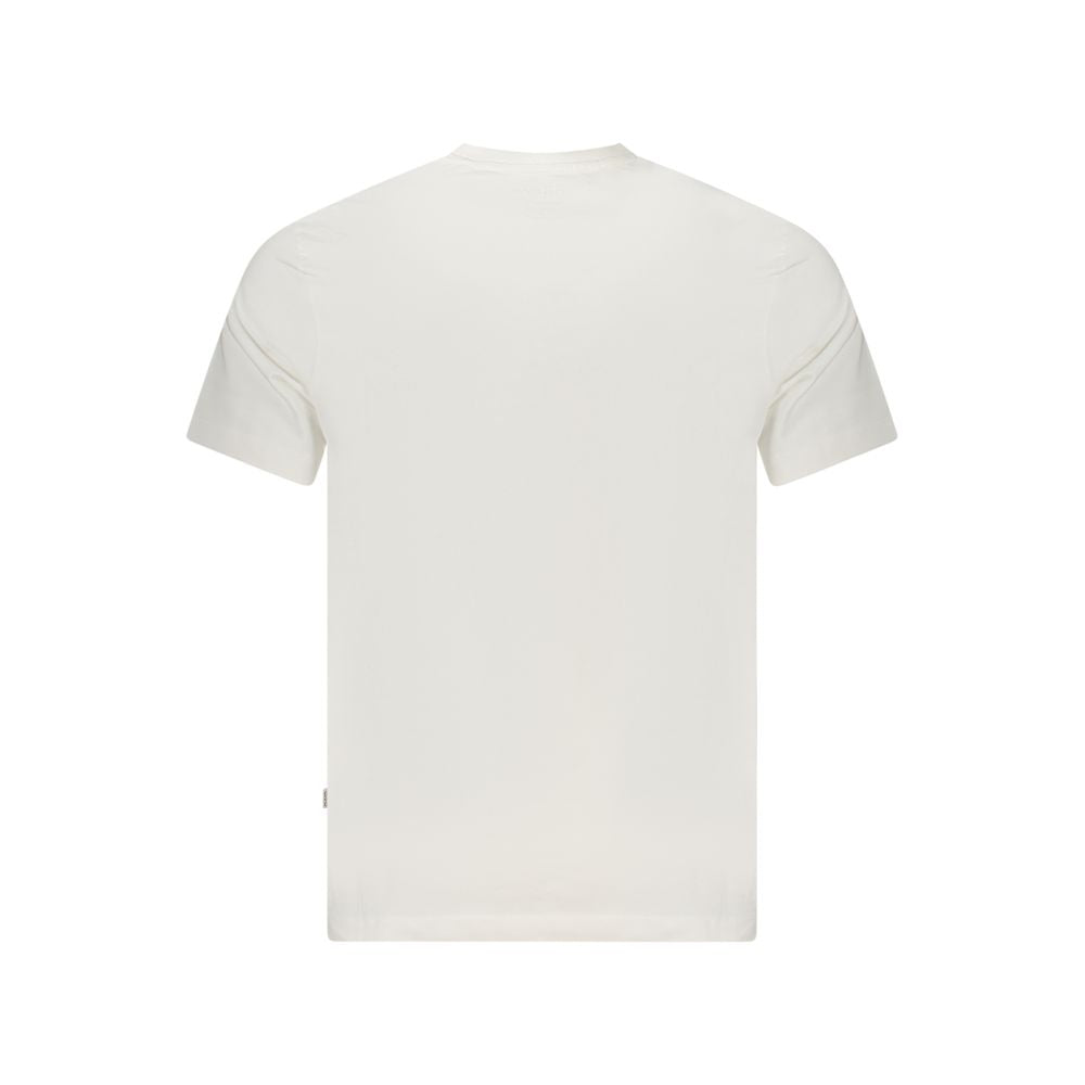 Guess Jeans Bianco organic cotton men's T-shirt, plain white casual shirt with round neckline and short sleeves.