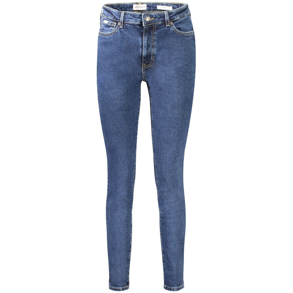Guess Jeans women's blue cotton skinny jeans with classic five-pocket design and fitted silhouette.