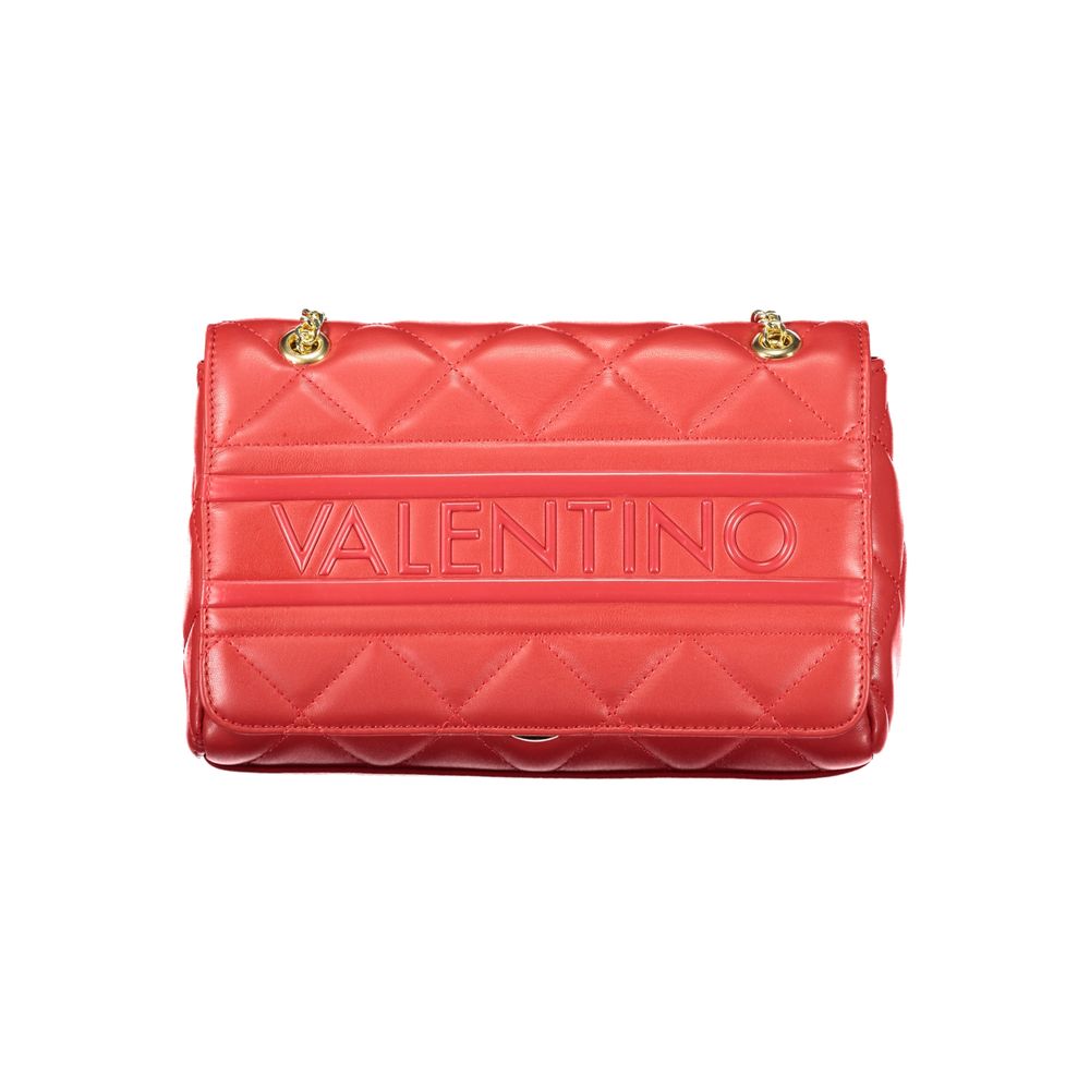 Mario Valentino Rosso polyurethane women's bag with chain strap and internal pockets, stylish and functional accessory.