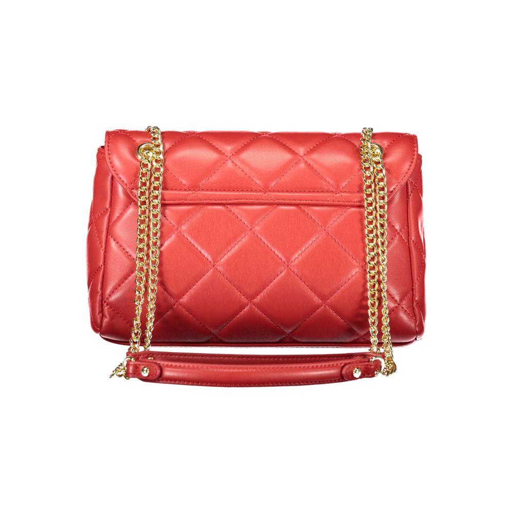 Mario Valentino Rosso polyurethane women's bag with chain strap and internal pockets, stylish and functional accessory.
