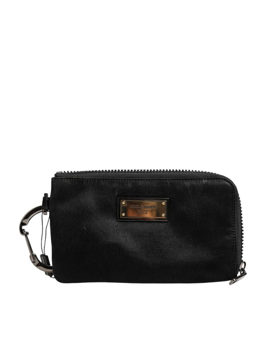 Dolce & Gabbana Black Nylon Logo Plaque Keyring Pouch Clutch Bag Dolce & Gabbana