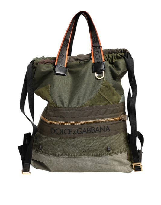 Dolce & Gabbana Military Green Patchwork Rucksack Backpack Bag Dolce & Gabbana
