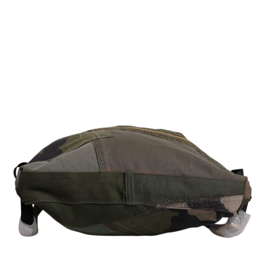 Dolce & Gabbana Military Green Patchwork Rucksack Backpack Bag