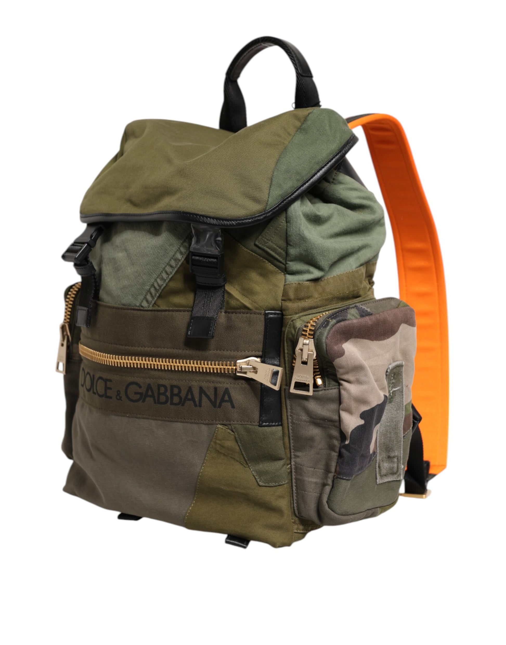Dolce & Gabbana Military Green Patchwork Rucksack Backpack Bag Dolce & Gabbana