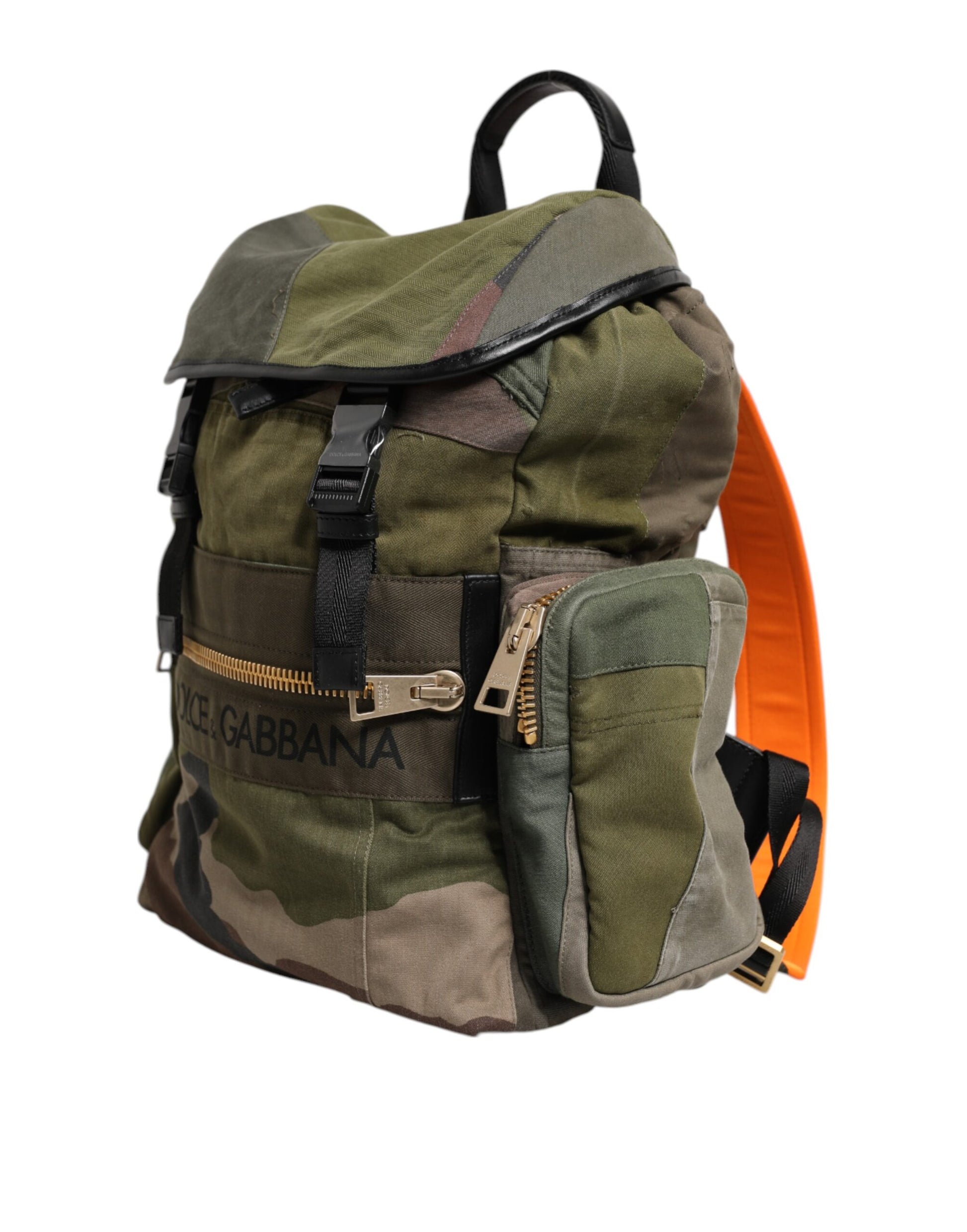 Dolce & Gabbana Military Green Patchwork Rucksack Backpack Bag Dolce & Gabbana