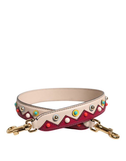 Dolce & Gabbana Beige Red Leather Handbag Accessory Shoulder Strap Dolce & Gabbana