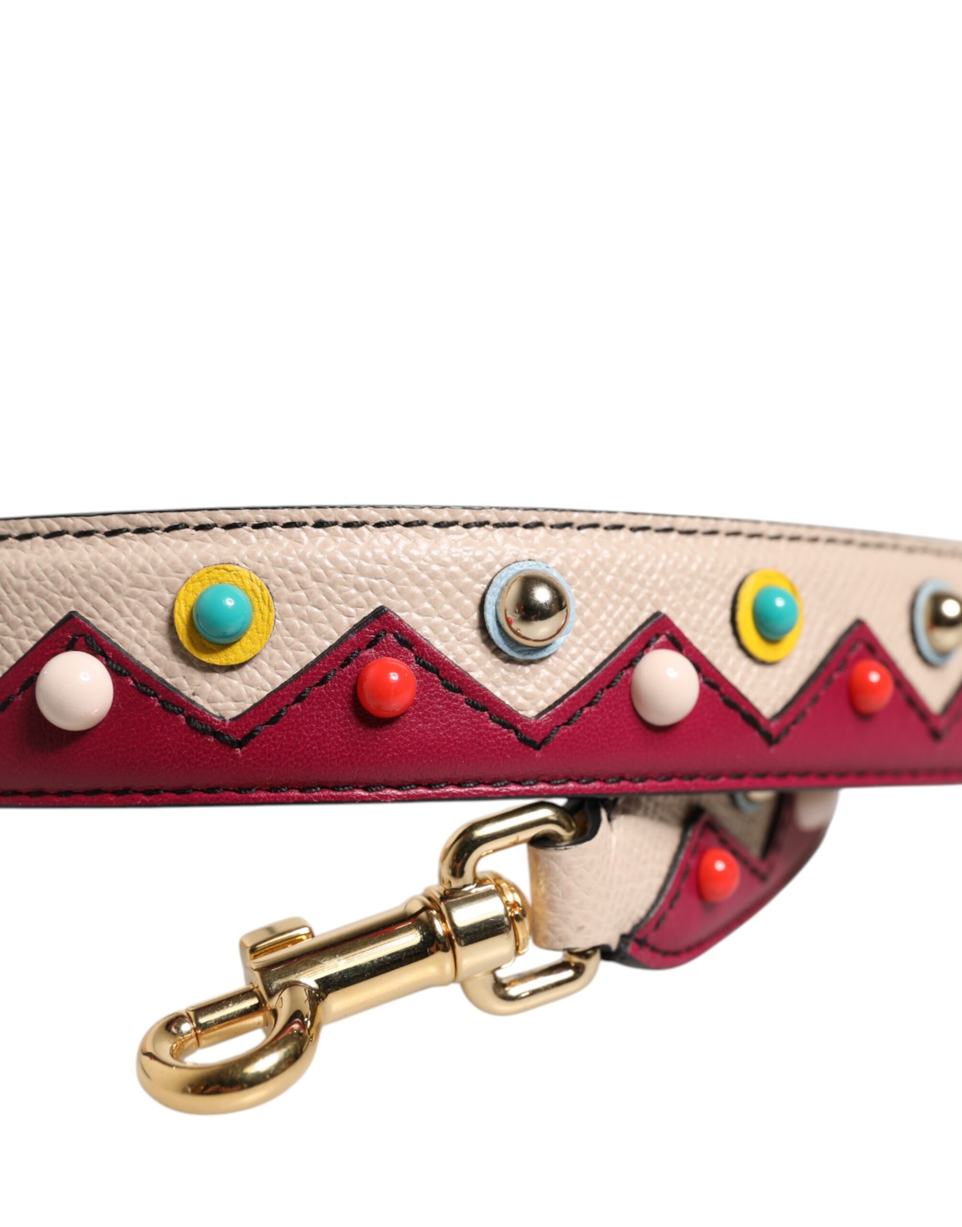 Dolce & Gabbana Beige Red Leather Handbag Accessory Shoulder Strap Dolce & Gabbana