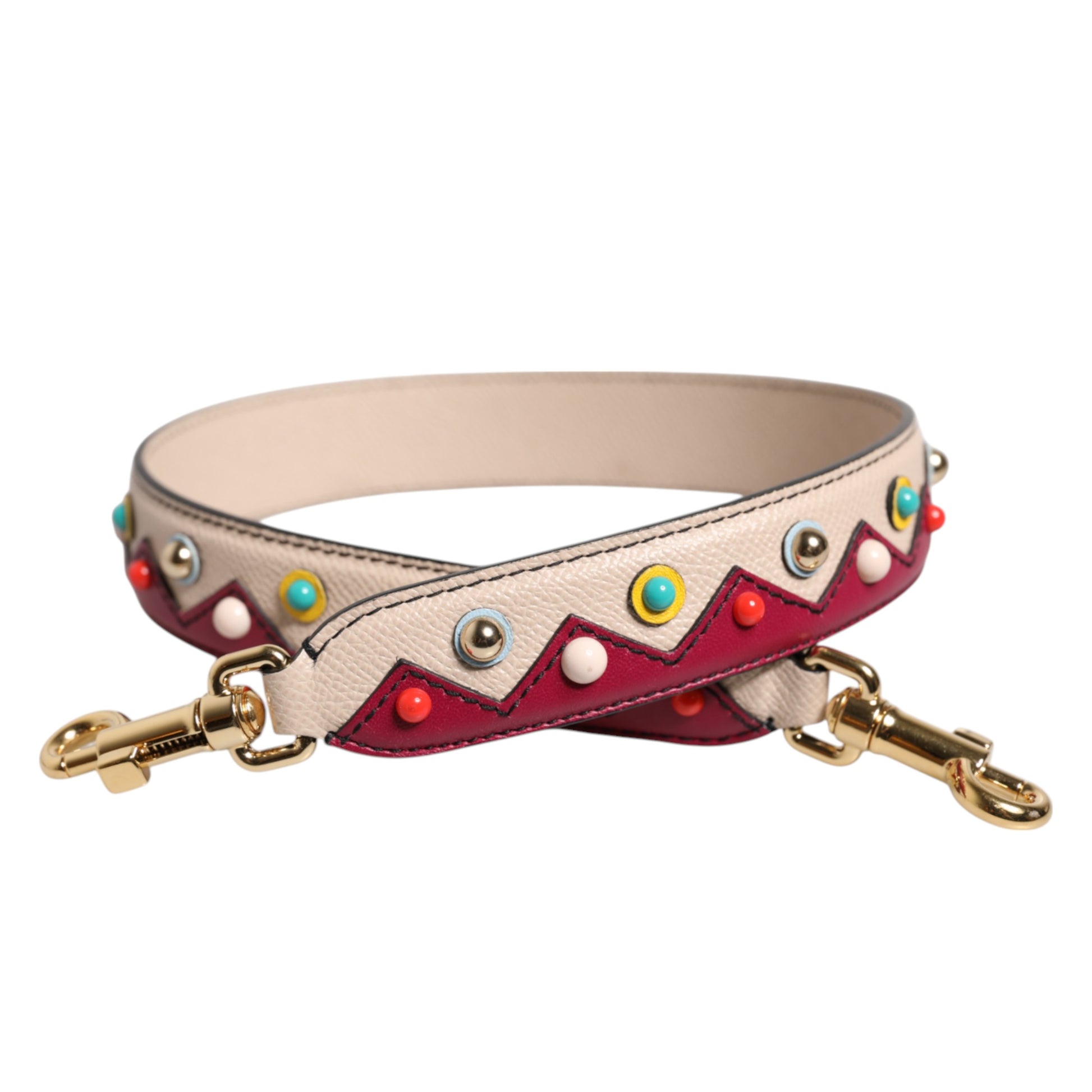 Dolce & Gabbana Beige Red Leather Handbag Accessory Shoulder Strap Dolce & Gabbana