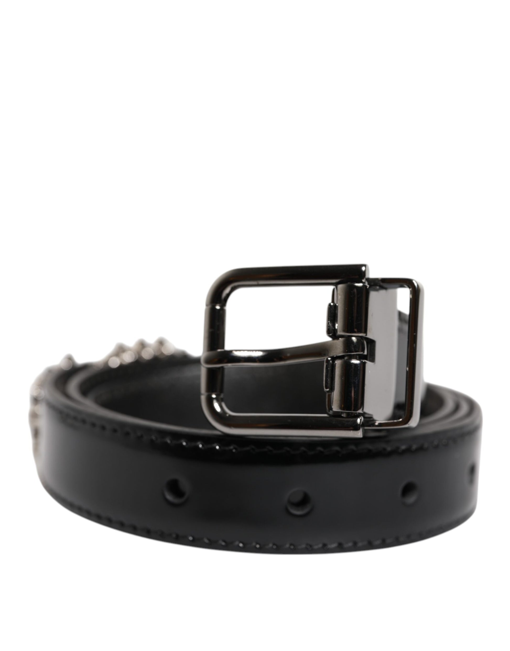 Dolce & Gabbana Black Embellished Metal Logo Buckle Belt Dolce & Gabbana
