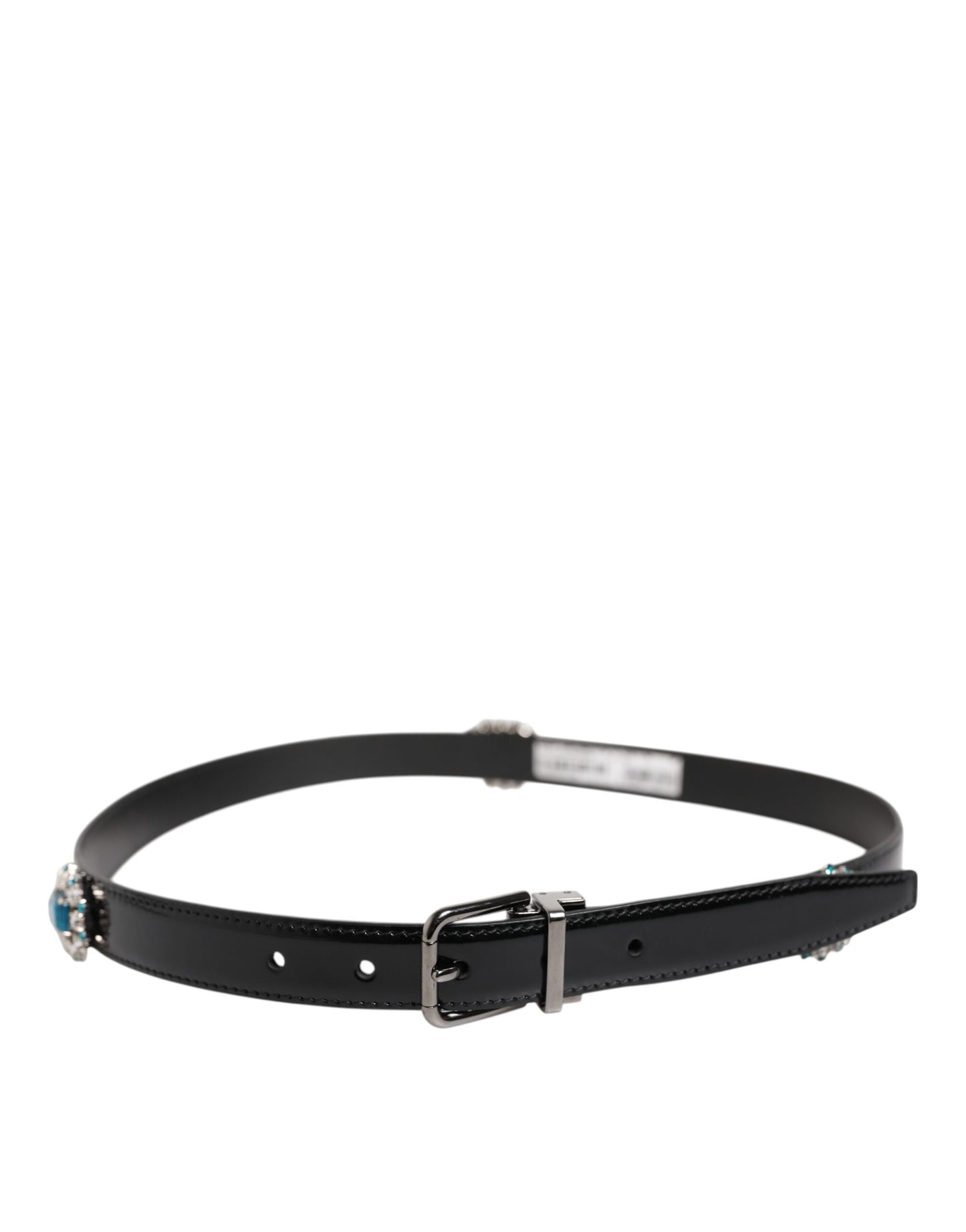 Dolce & Gabbana Black Embellished Metal Logo Buckle Belt Dolce & Gabbana