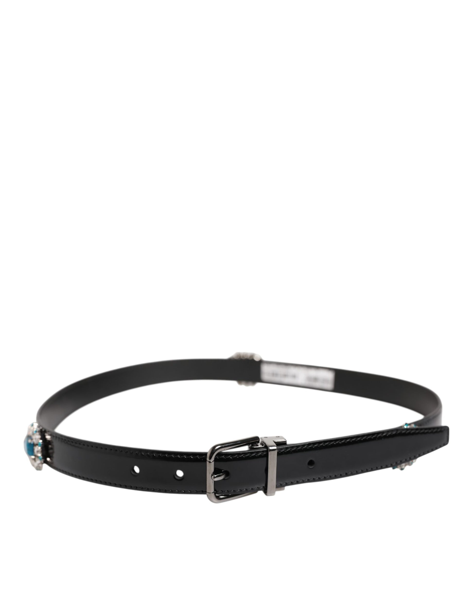 Dolce & Gabbana Black Embellished Metal Logo Buckle Belt Dolce & Gabbana