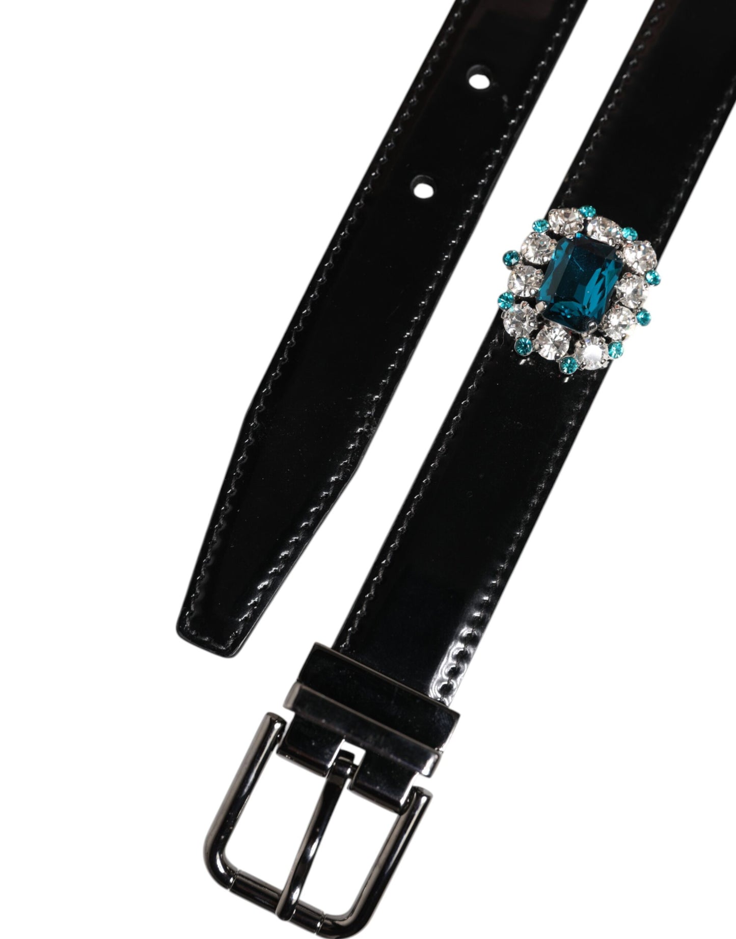 Dolce & Gabbana Black Embellished Metal Logo Buckle Belt Dolce & Gabbana