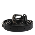 Dolce & Gabbana Black Studded Leather Metal Logo Buckle Belt