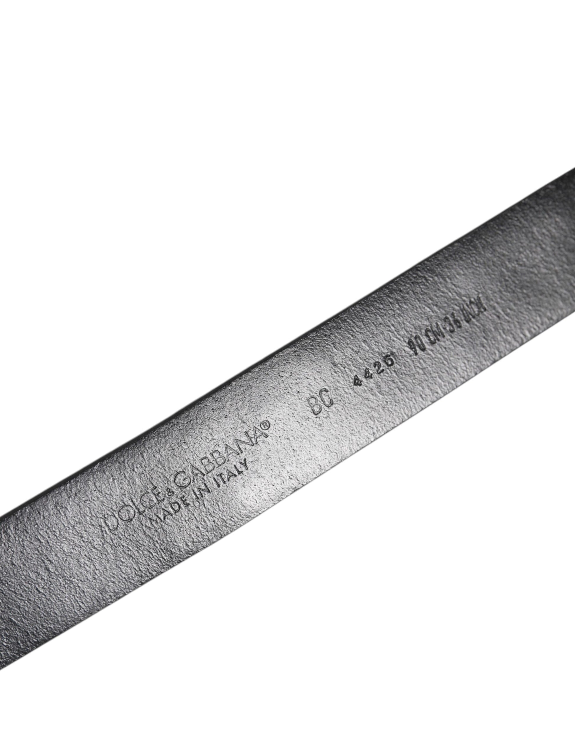 Dolce & Gabbana Black Studded Leather Metal Logo Buckle Belt Dolce & Gabbana