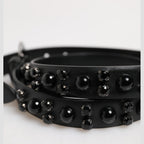 Dolce & Gabbana Black Studded Leather Metal Logo Buckle Belt