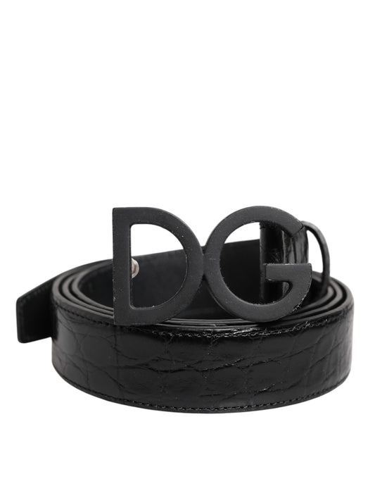 Dolce & Gabbana Black Leather Classic Metal DG Buckle Belt Dolce & Gabbana